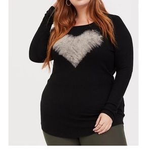 NWT Torrid black bleach hearted waffle knit tunic